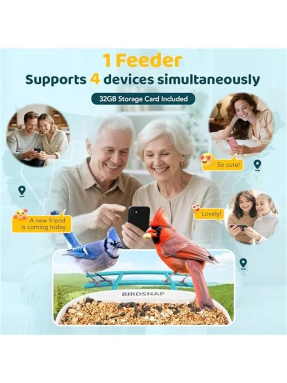 New TUC Bird Feeder with Camera 2K HD Live with 32GB Card Auto Detect